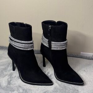 JLO Jennifer Lopez JP-Veina Rhinestone Ankle Booties - Size 6.5